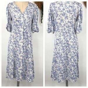 Nordstrom Signature Floral Silk Stretch Fit & Flare Cottage Core MIDI Dress 4‎